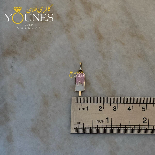 آویز طلا میناکاری بستنی صورتی